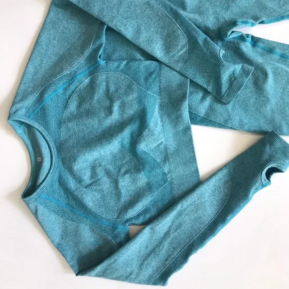 jollmono sport athletic putfit women’s size M blue cropped top leggings - Picture 3 of 7